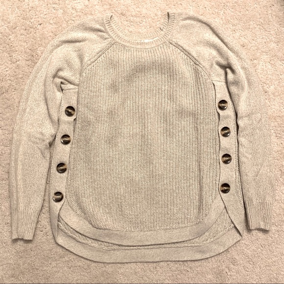 rowca side button cotton blend pullover